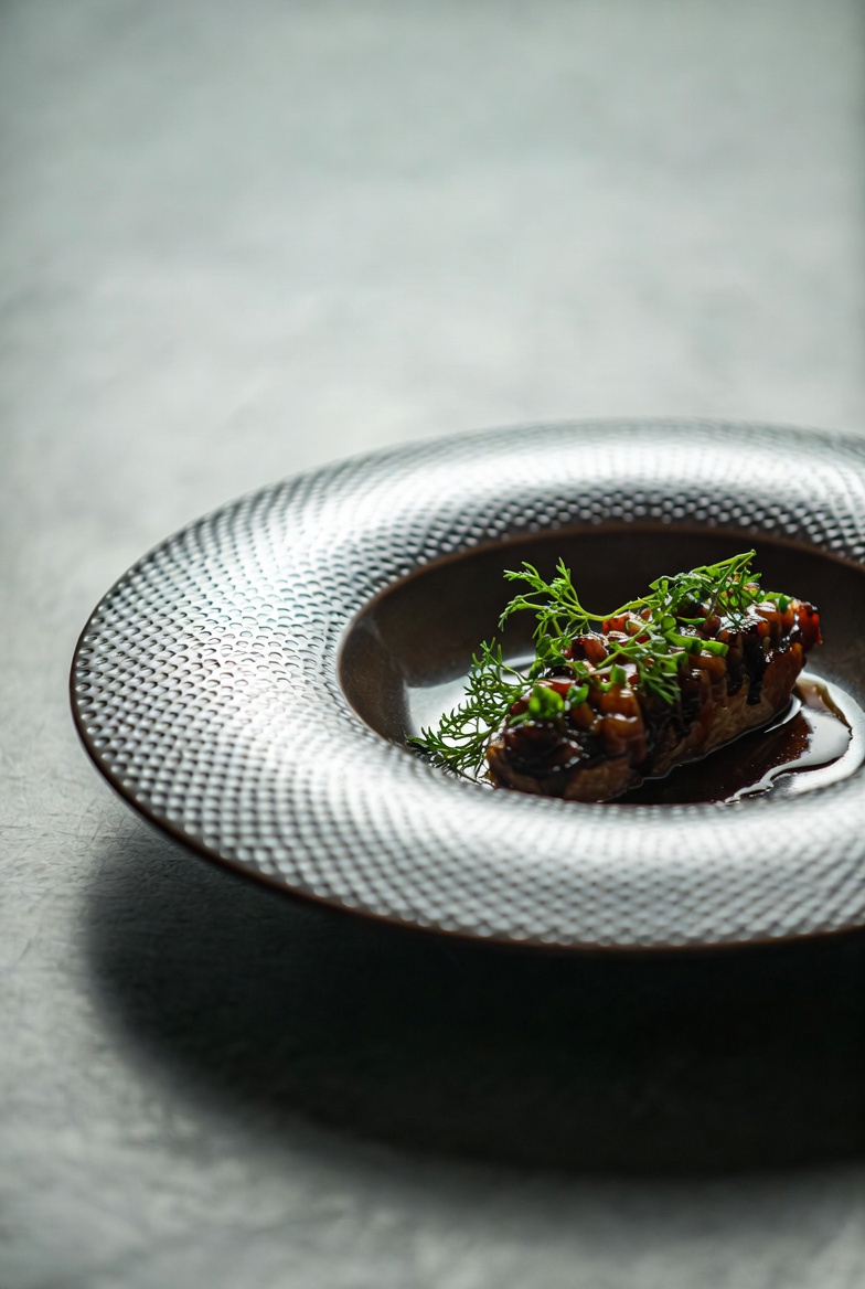 The Culinary Study — gourmet dish photography with dramatic shadow play