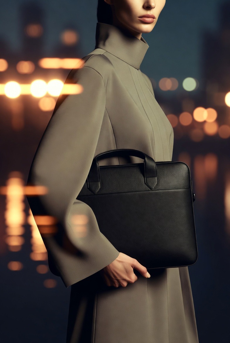 The Porter Archive — editorial laptop bag photography with shadow play lighting